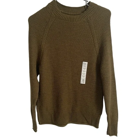 Women’s Sonoma green Everyday waffle Crew Neck Sweater XS NWT - Picture 1 of 9